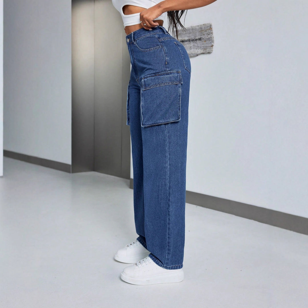 Damernes cargo jeans med høj talje og sidelommer Stilla
