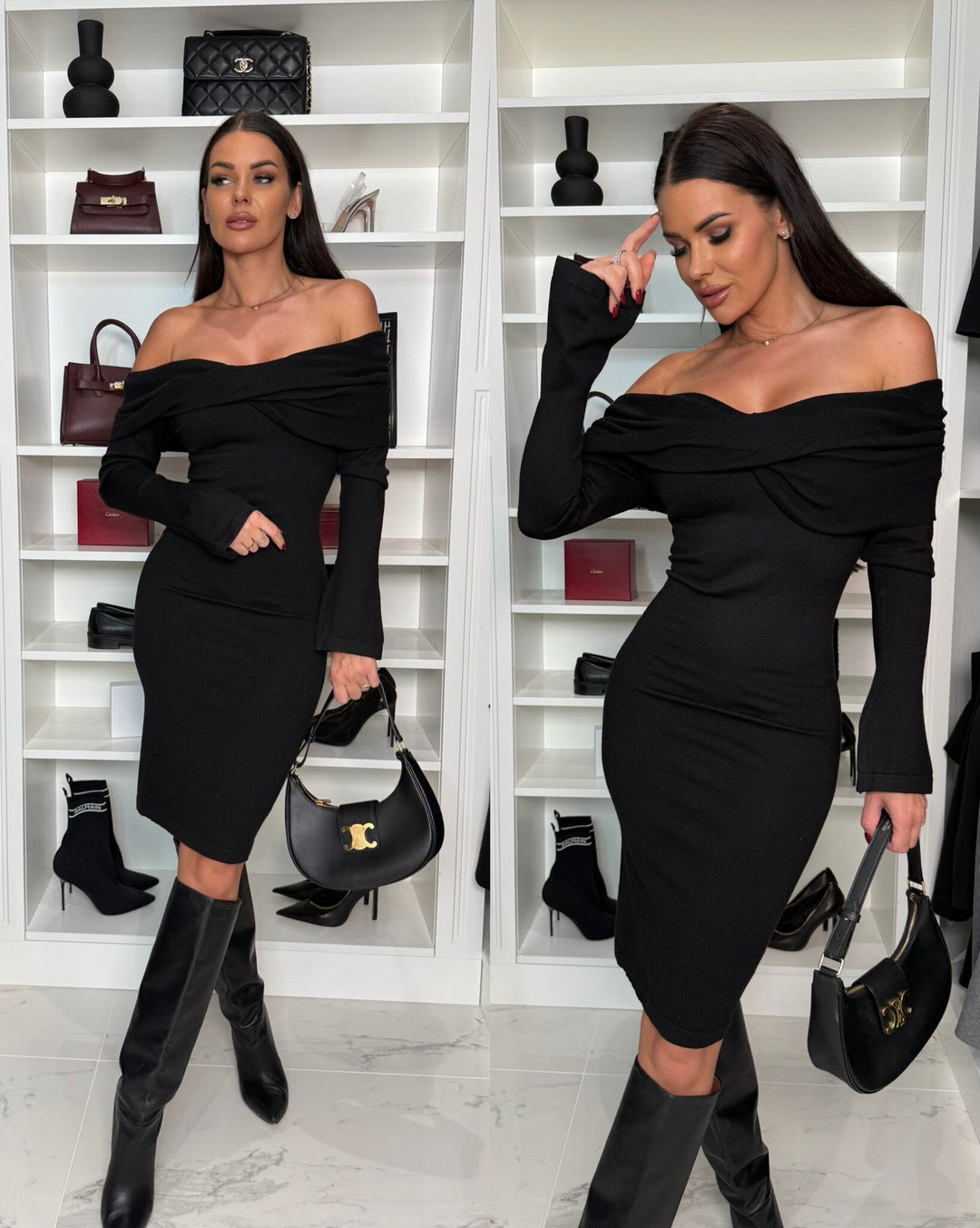Dame figurtilpasset Off-Shoulder Kjole med elegant rynkning Stilla