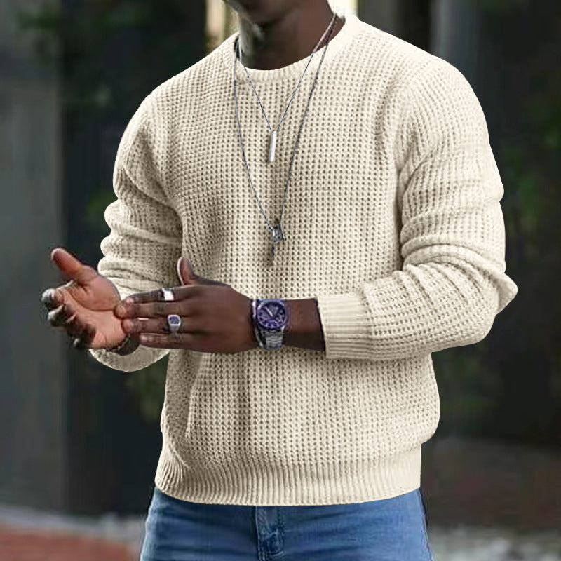 Herrer afslappet struktur sweater med moderne vaffelmønster Stilla