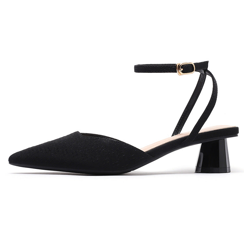 Dame Chic Spids-Tå Slingback-Pumps med transparent blokhælk Stilla