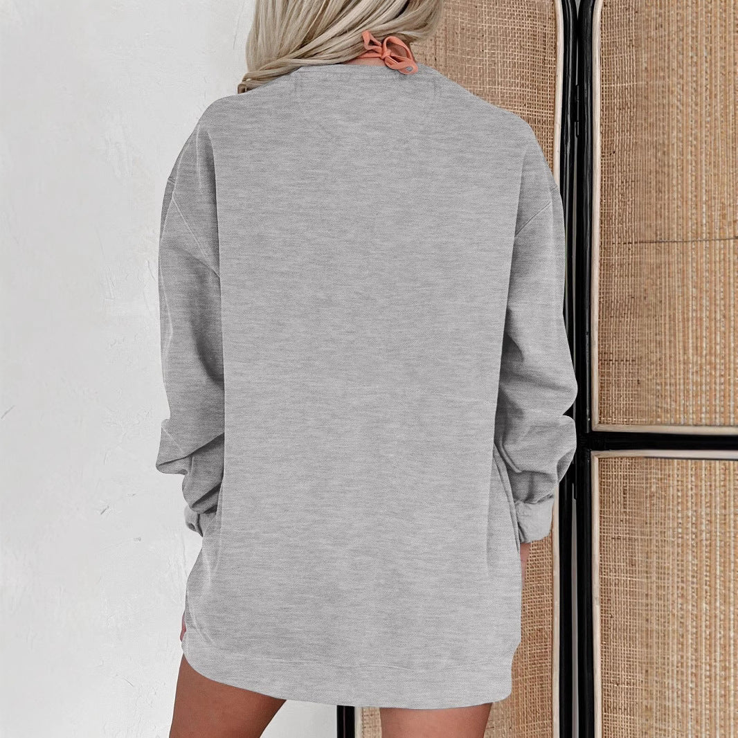 Dame afslappet sweatshirtkjole med rund halsudskæring og glatte ærmer Stilla