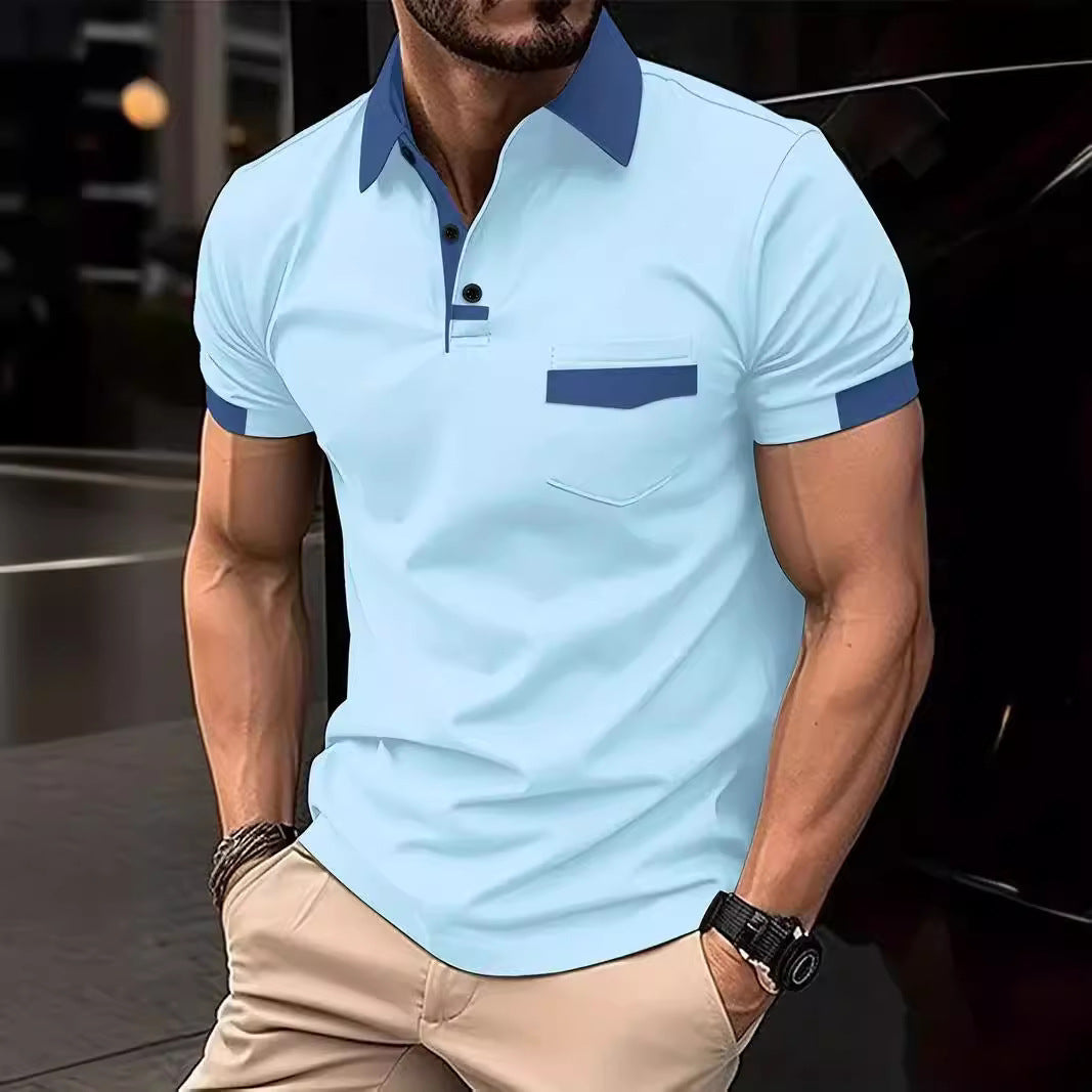 Herrer Poloshirt med moderne kontrastkrave og praktisk brystlomme Stilla