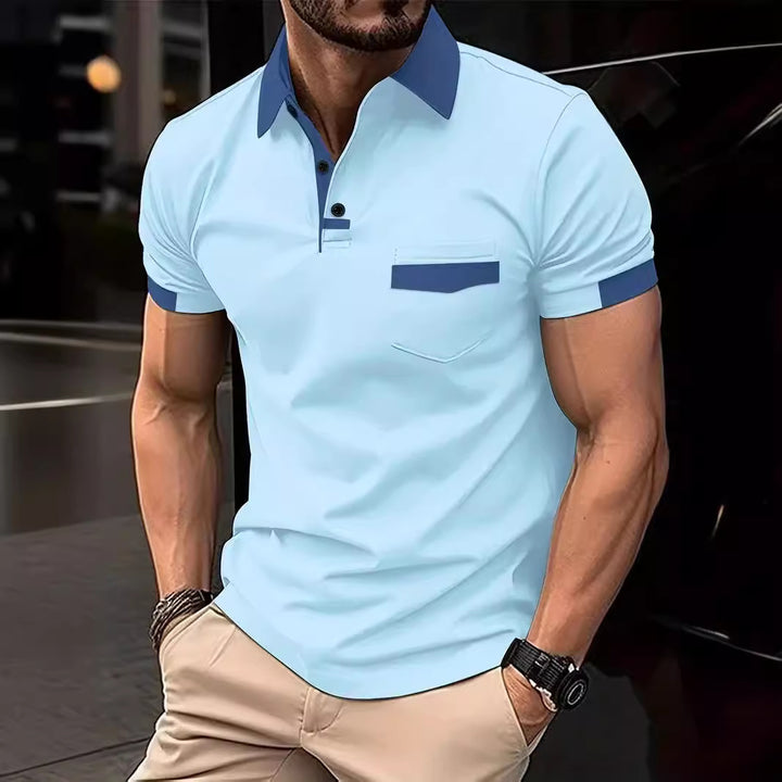 Herrer Poloshirt med moderne kontrastkrave og praktisk brystlomme Stilla