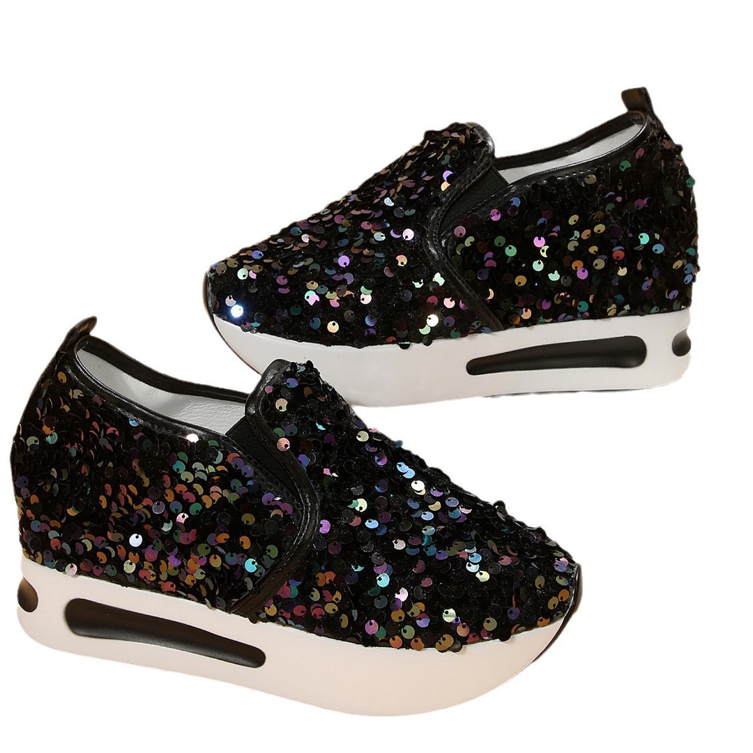 Dame Wedge-sneaker med glitrende palietter og skridsikker sål Stilla