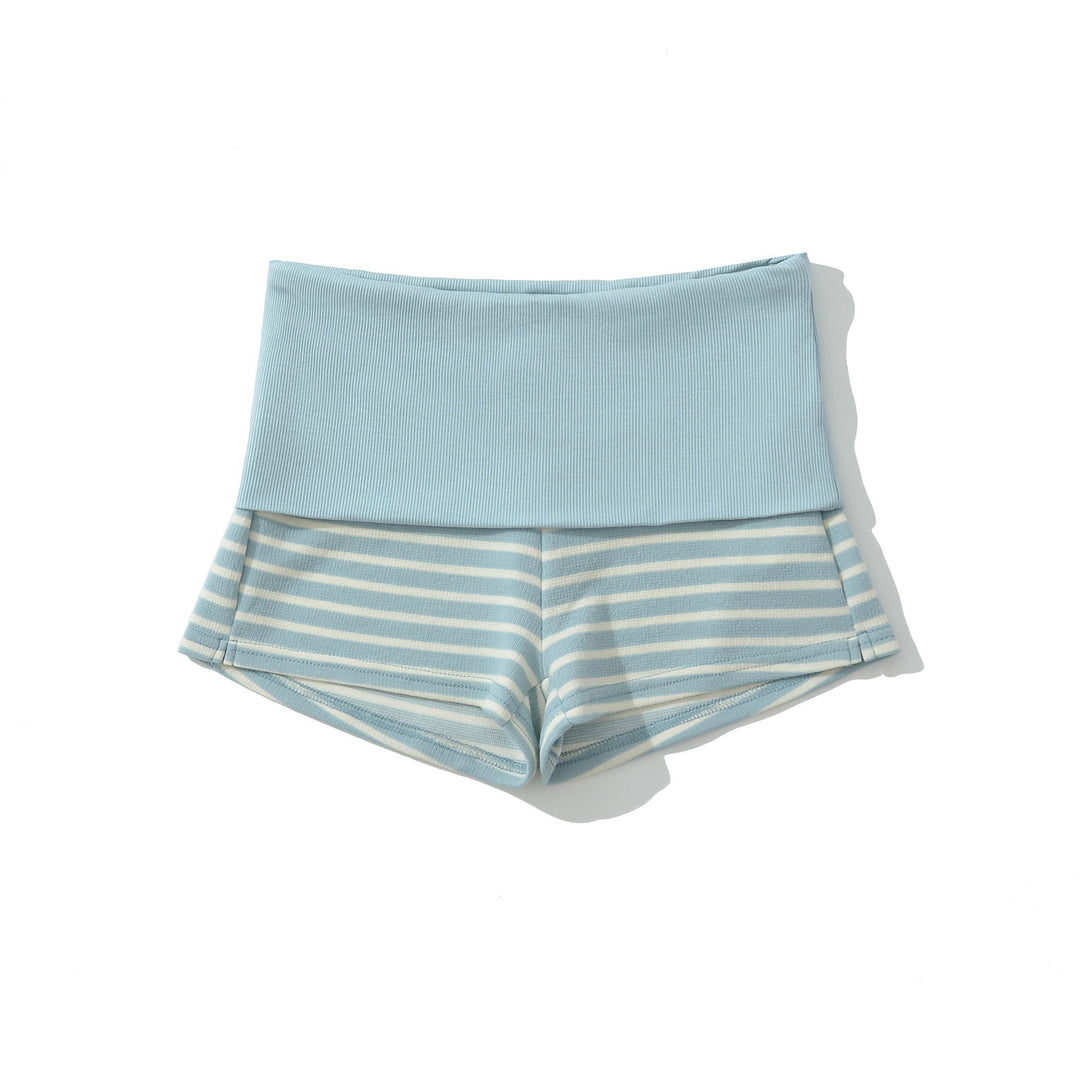 Dame Sportlige Shorts med høj talje og stribet design Stilla