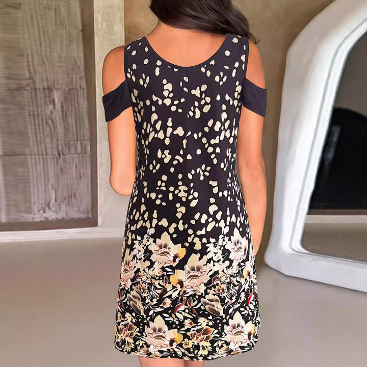 Dame Kold Skulder Blomster Mini Kjole Stilla