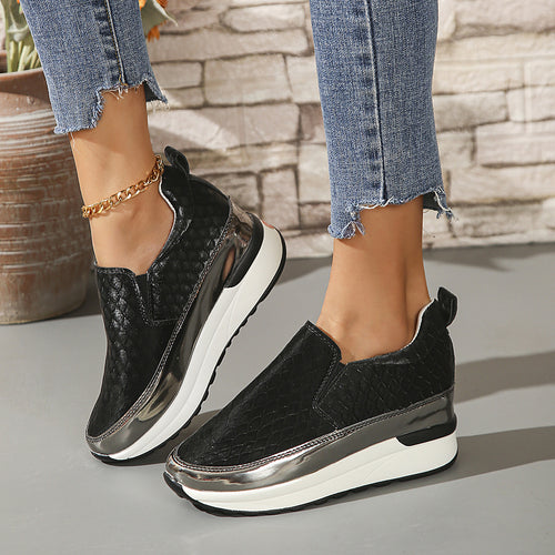 Dame Slip-On Sneakers med flettet overdel og trendy hælhøjde Stilla