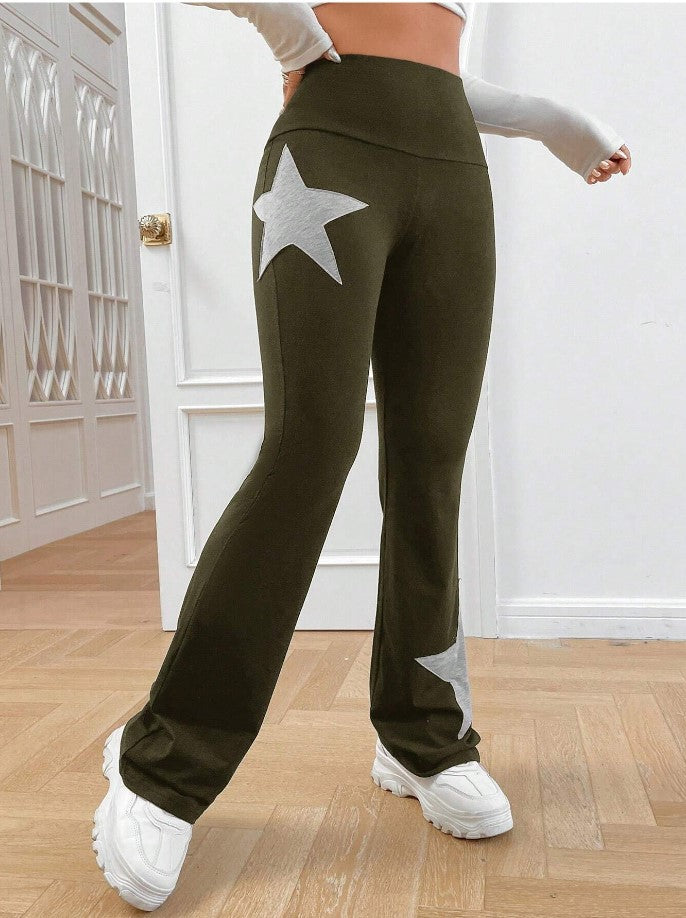 Dame lette Bootcut-Leggings med stjernemotiv Skovae