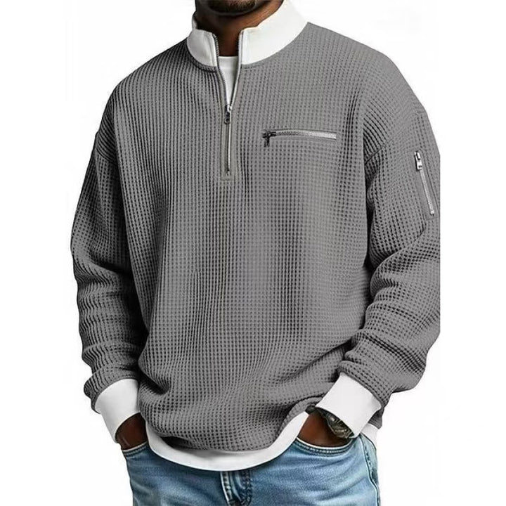 Mænds sweatshirt med høj krave og praktisk lynlås Skovae
