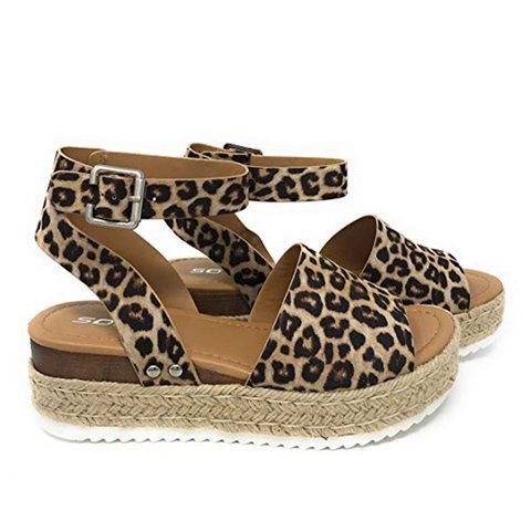 Dame platform-sandaler med justerbar ankelrem og jute-detaljer Stilla