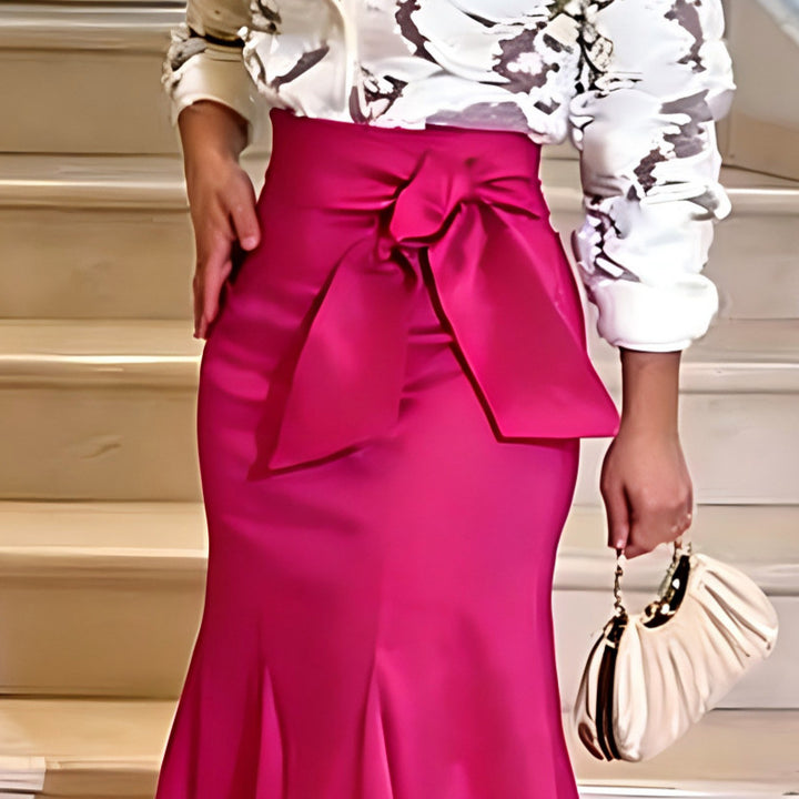 Dame Elegant Maxi-Nederdel med voluminøst Sløjfe-Detail Skovae