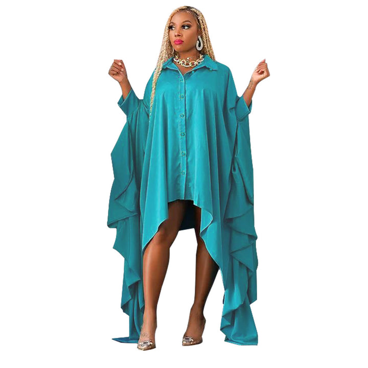 Dame Kimono med asymmetrisk kant og flydende flæser Stilla