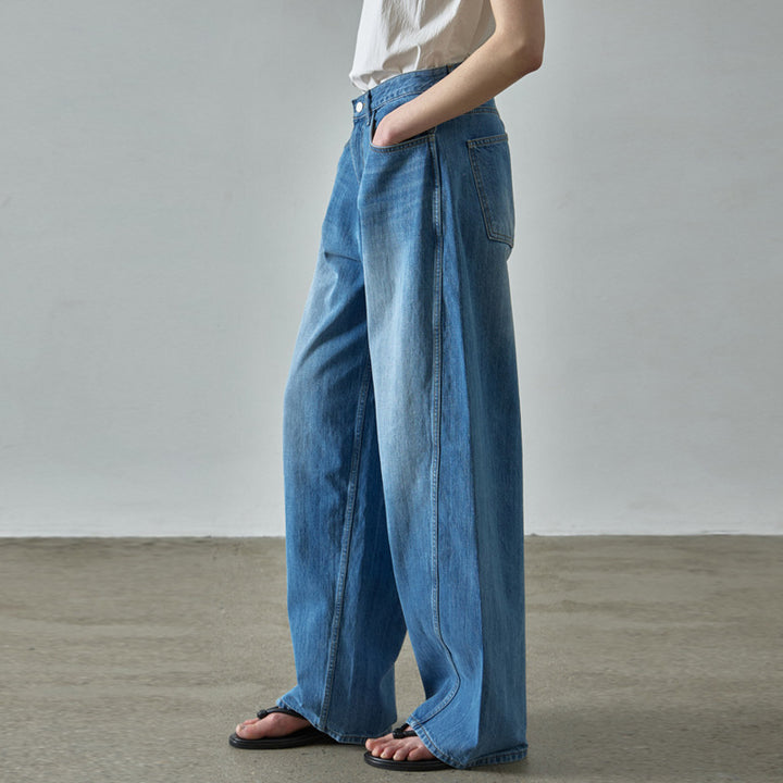 Dame Løst skårne jeans med høj talje og let vask-effekt Stilla