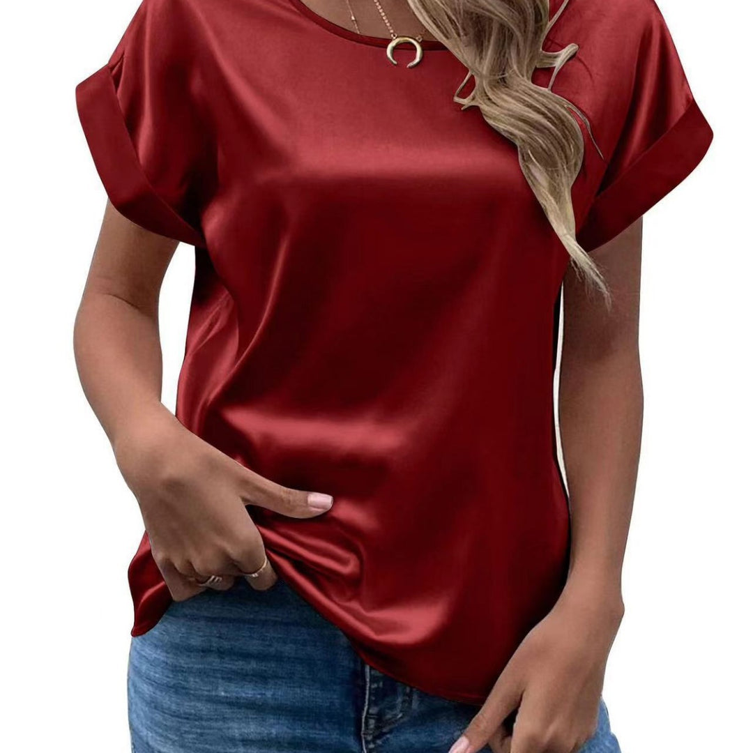 Dame Satin T-shirt med elegante detaljer Skovae