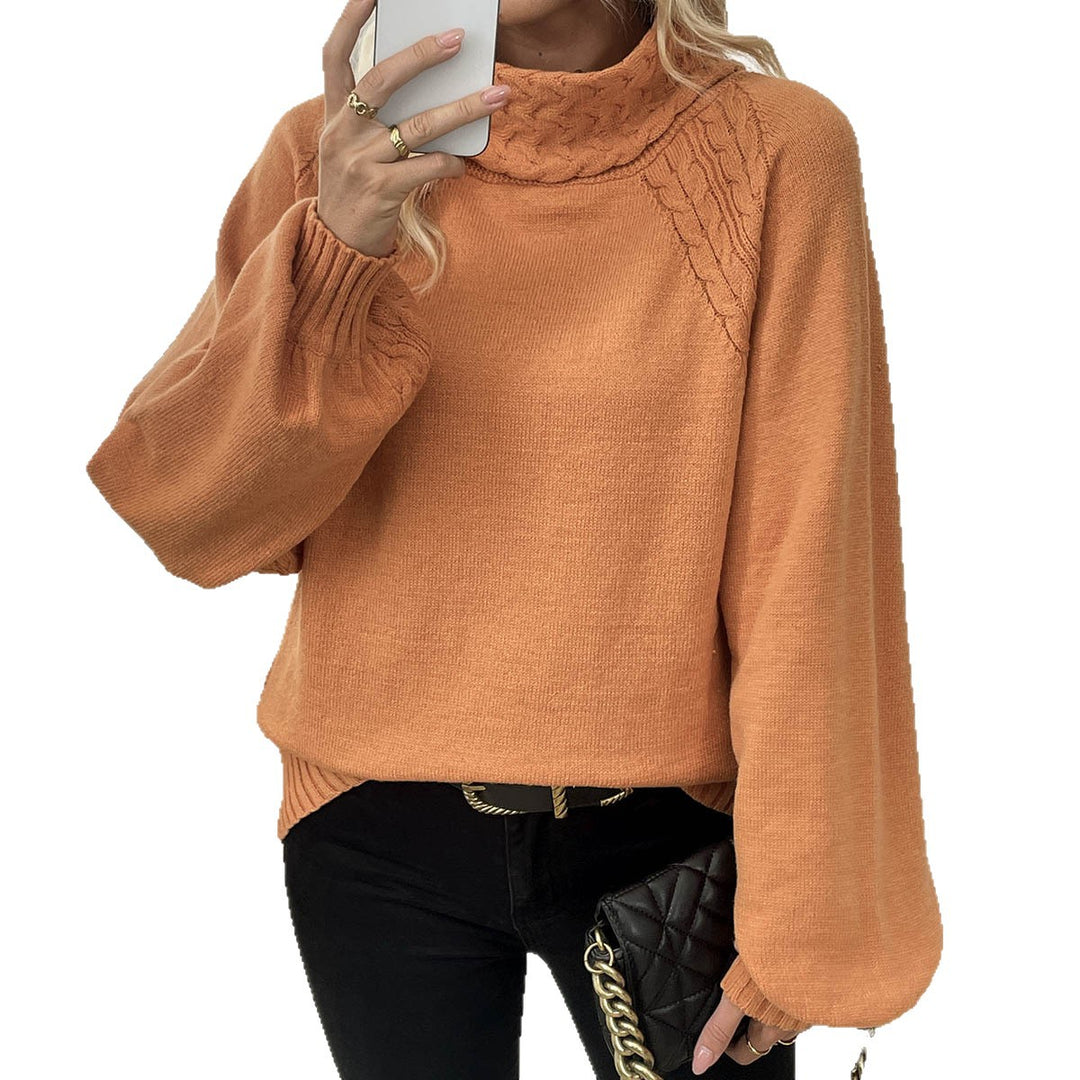 Damepullover med rullekrave og struktureret kabeldesign Stilla