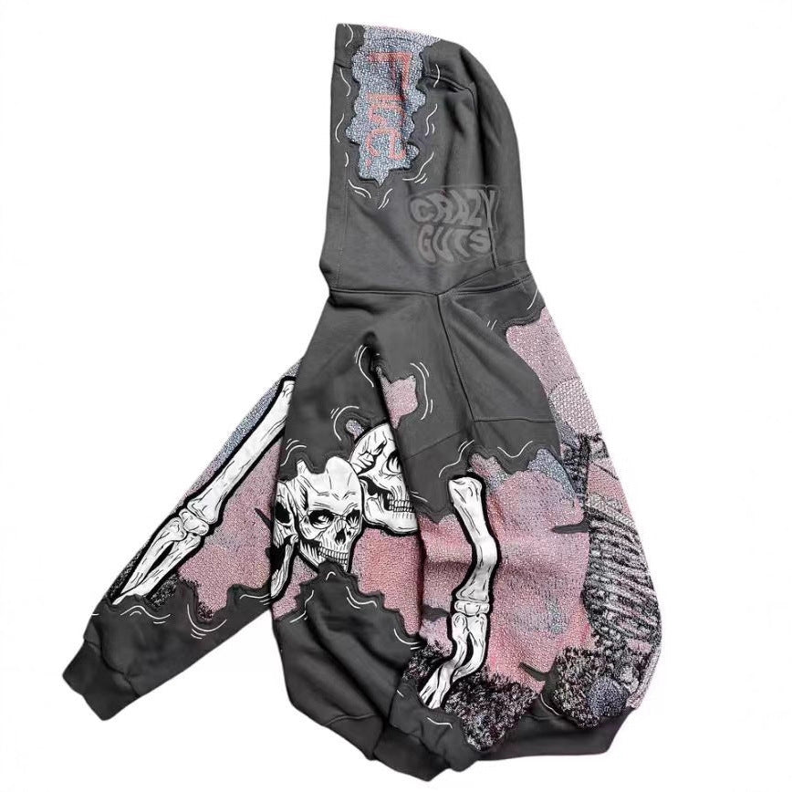 Kvinders hoodie med iøjnefaldende kraniumprint Stilla