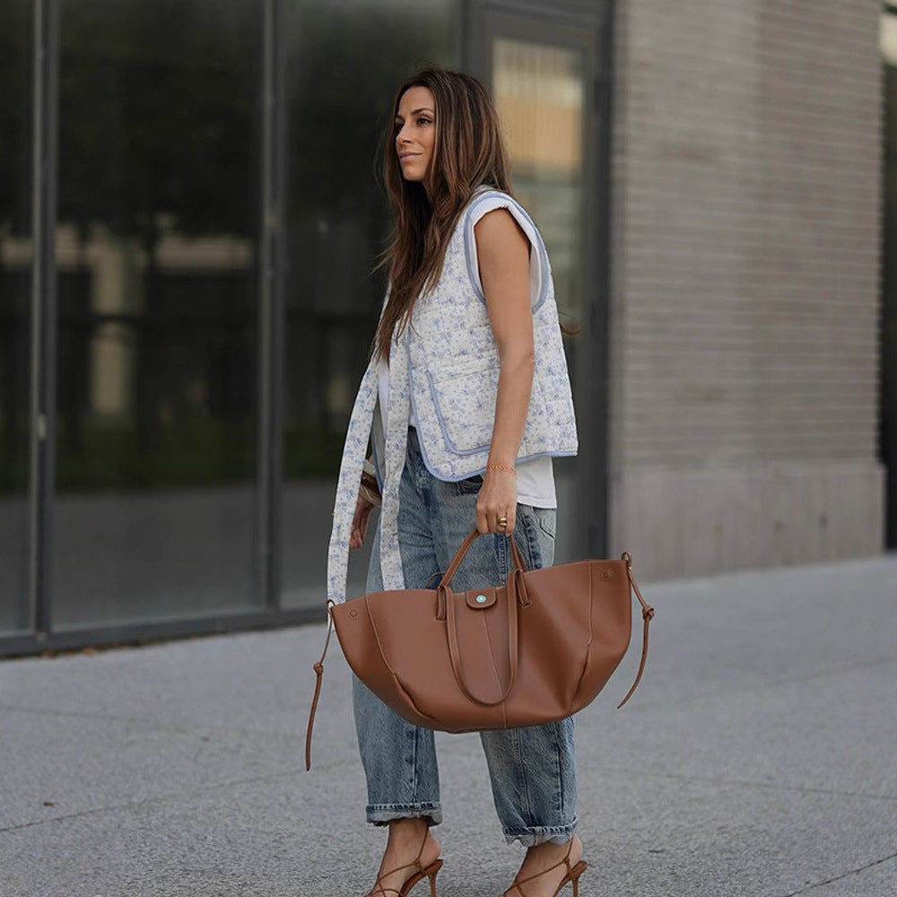 Dame afslappet oversized vest med blomster mønster Stilla
