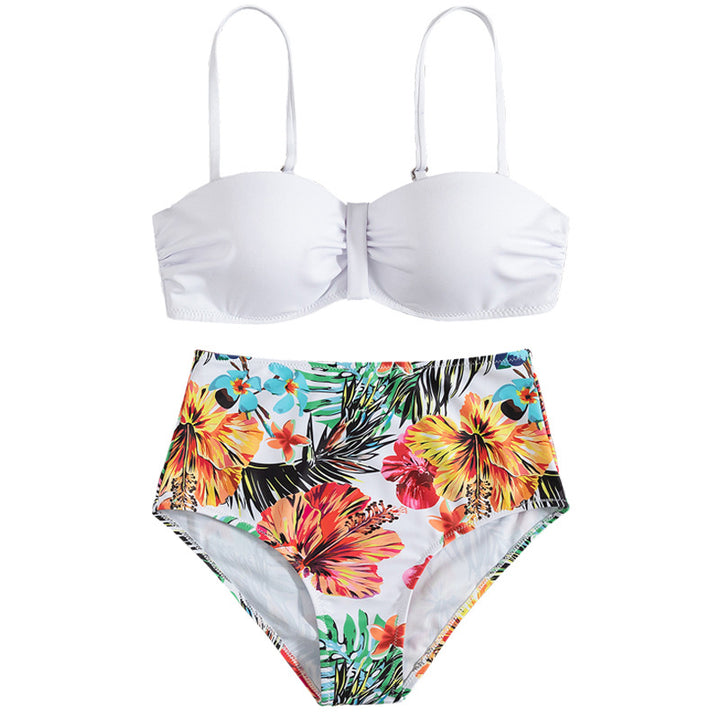 Dame højderet bikini med elegant rynkning Skovae