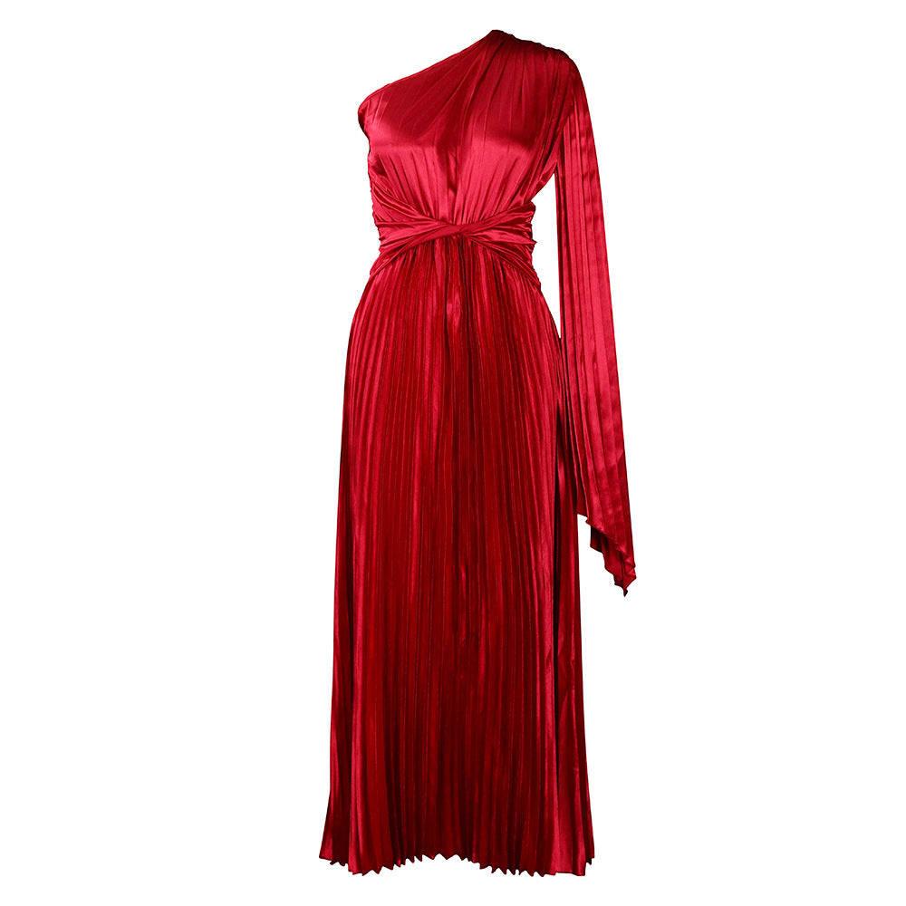 Dame Elegante Maxikjole med asymmetrisk design og plisserede detaljer Stilla