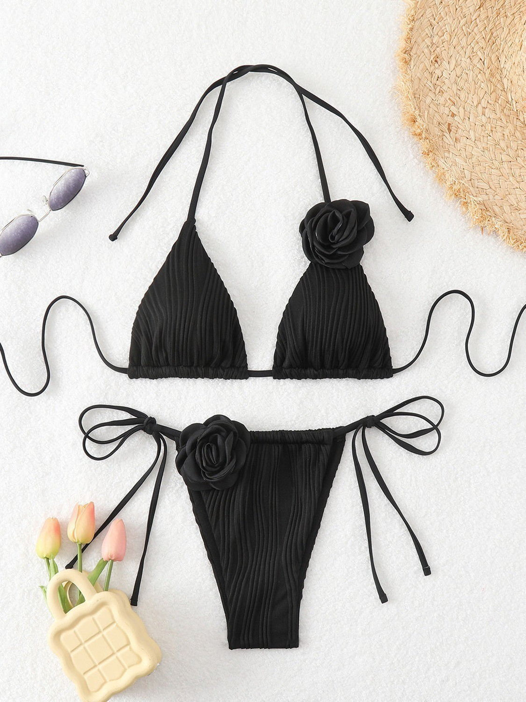 Damer Triangel-Bikini med detaljeret blomstertask Skovae