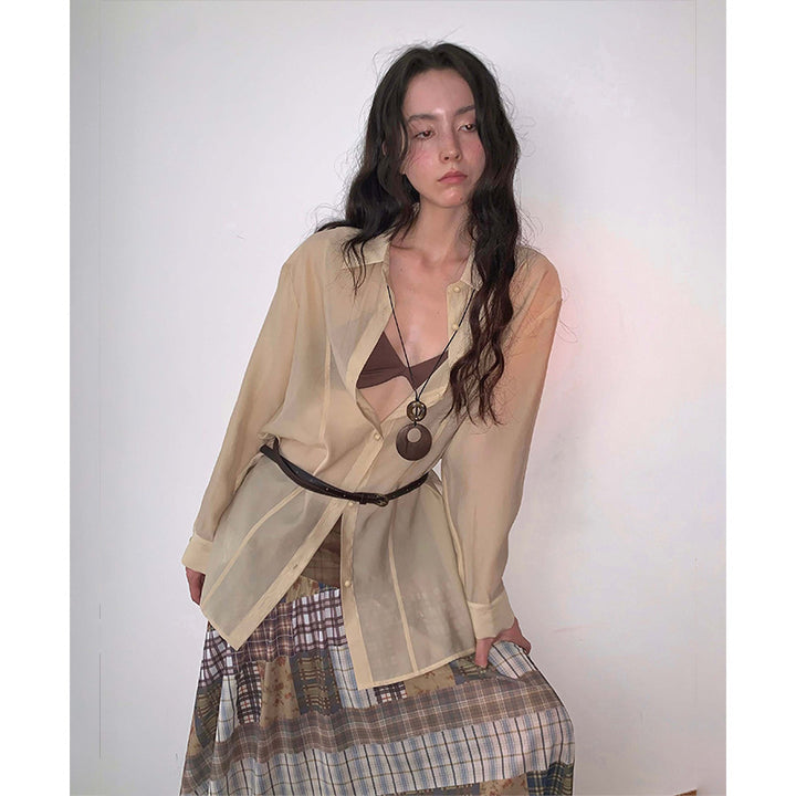 Damekjole med patchwork-design og flydende snit Stilla