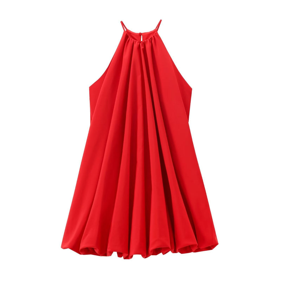 Stilla | Trendy Halterneck Solid Mini Kjole