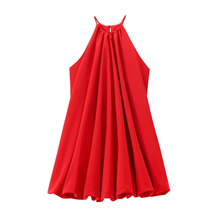Stilla | Trendy Halterneck Solid Mini Kjole