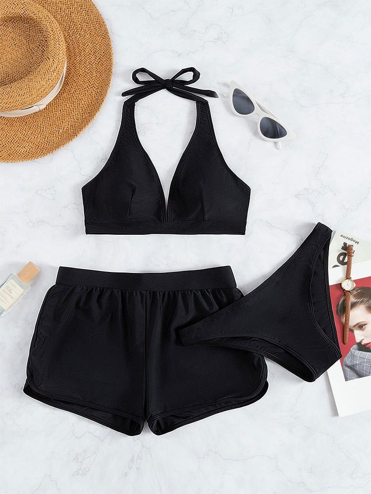 Dame bikini-sæt med dyb v-hals og sporty high-waist trusse Stilla