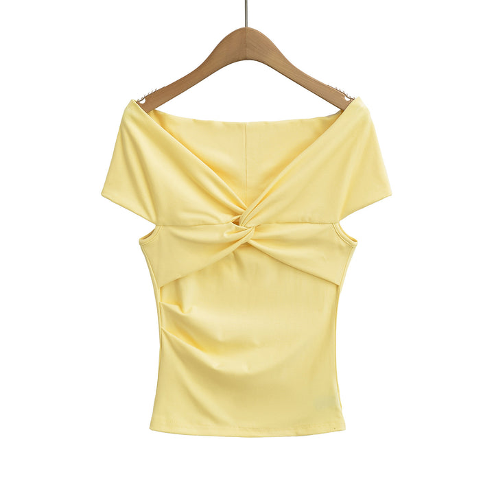 Dame Off-Shoulder Overdel med raffineret knudedesign og elastisk materiale Stilla