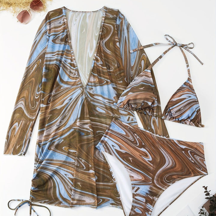 Dame Bikiniset med elegant omslagskjole Skovae