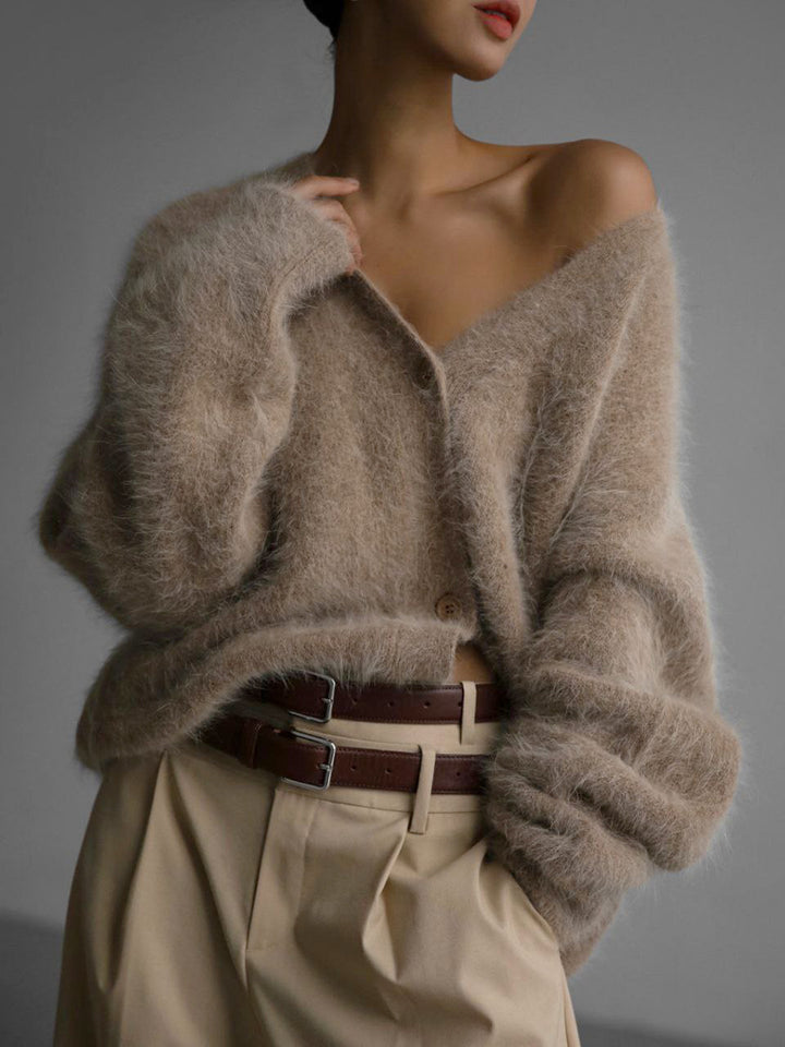 Damer hyggelig cardigan med voluminøse ærmer og elegante knapdetaljer Stilla