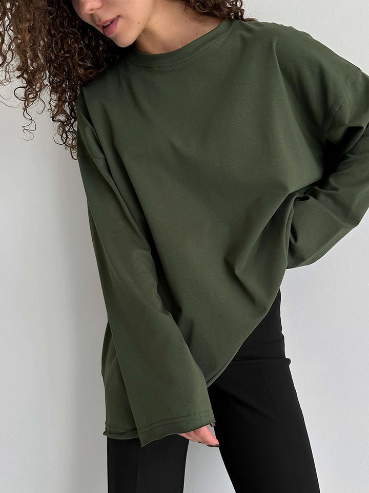 Dame Oversize Langærmet T-shirt med høj krave Stilla