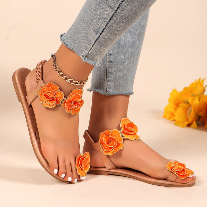 Dame sandaler med blomster broderier og gennemsigtig rem Stilla