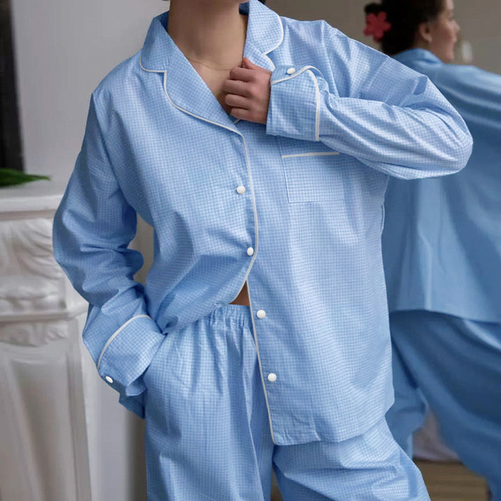 Dame klassisk ternet pullover natdragt Stilla