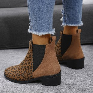 Dame Chelsea-støvler med leopardmønster og elastiske indsatser Stilla