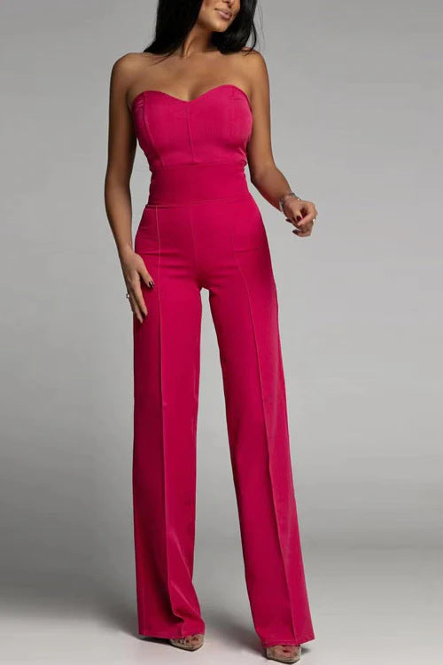 Dame elegant jumpsuit med off-shoulder design og vid ben Skovae