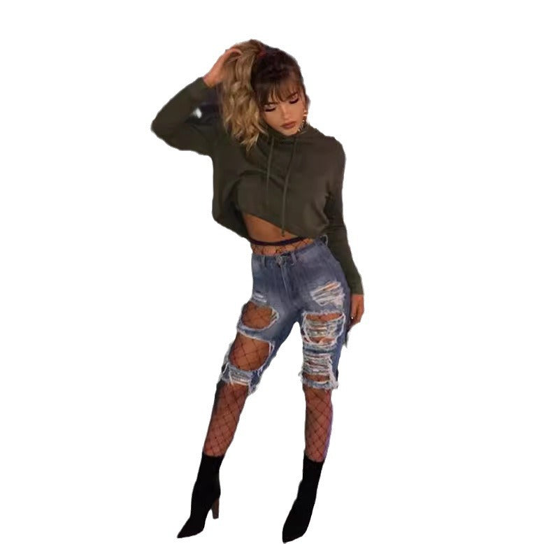 Dame Stilige High-Waist Jeans med usædvanlig Destroyed-effekt Stilla