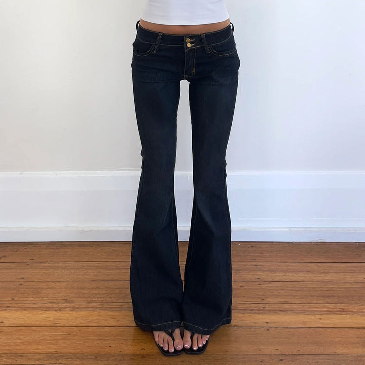 Dame Bootcut Jeans med høj talje og elegant sømføring Skovae