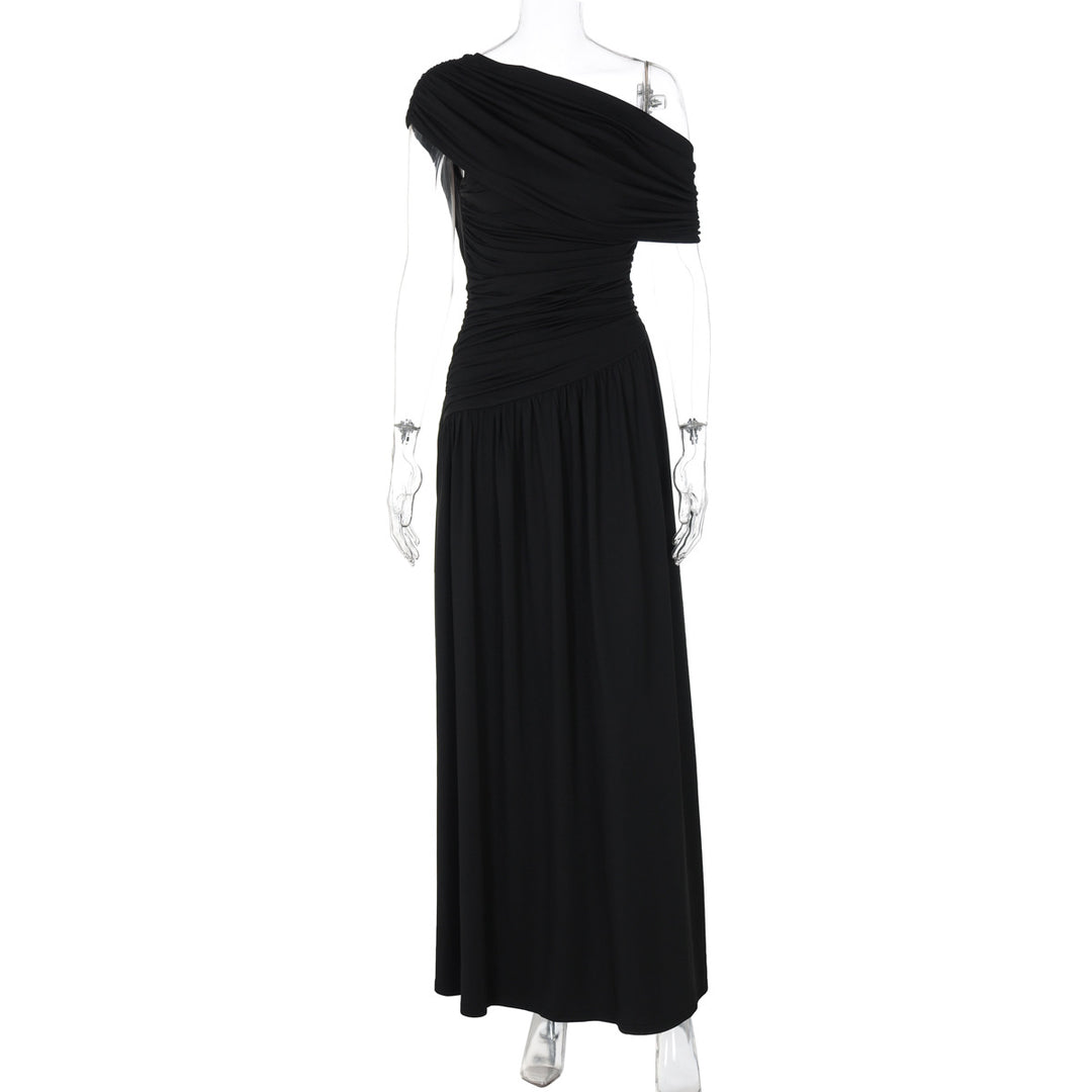 Dame Maxi-kjole med asymmetrisk rynkning og elegant overdel Stilla