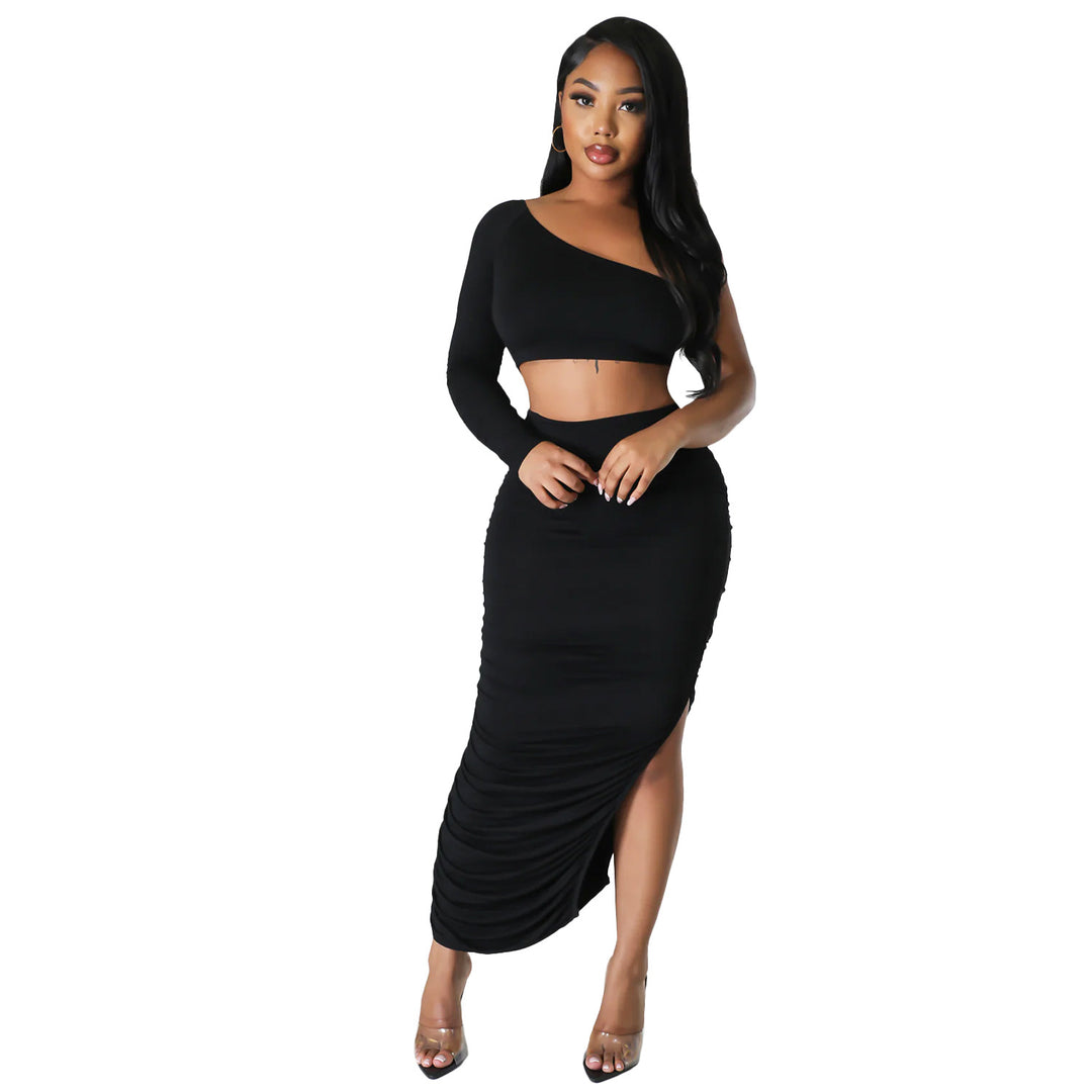 Dame Off-Shoulder Rynket To-Delt Sæt Stilla