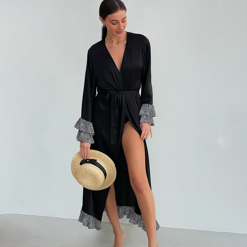Dame Kimono-robe med elegante flæser Stilla