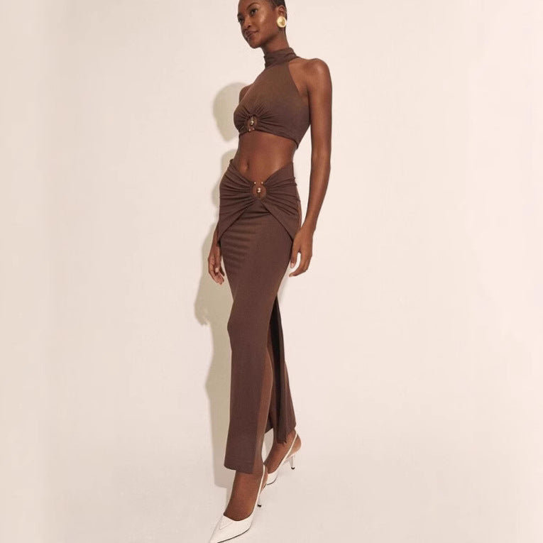 Femme Samtids Cutout To-delt Kjole Stilla