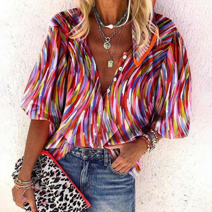Skovae | Spidsbroderet Boho Langærmet Tunika Bluse