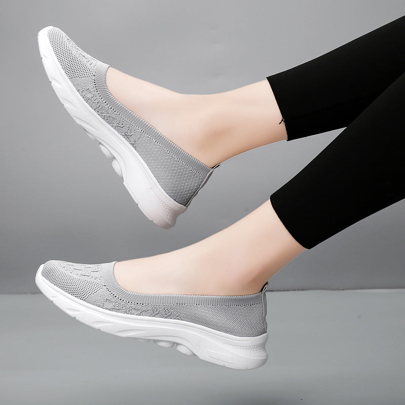 Dame nan Hybrid-Ballerina-Sneaker med sømløst strikket overmateriale, ergonomisk komfortfodbed og skridsikre såler Skovae