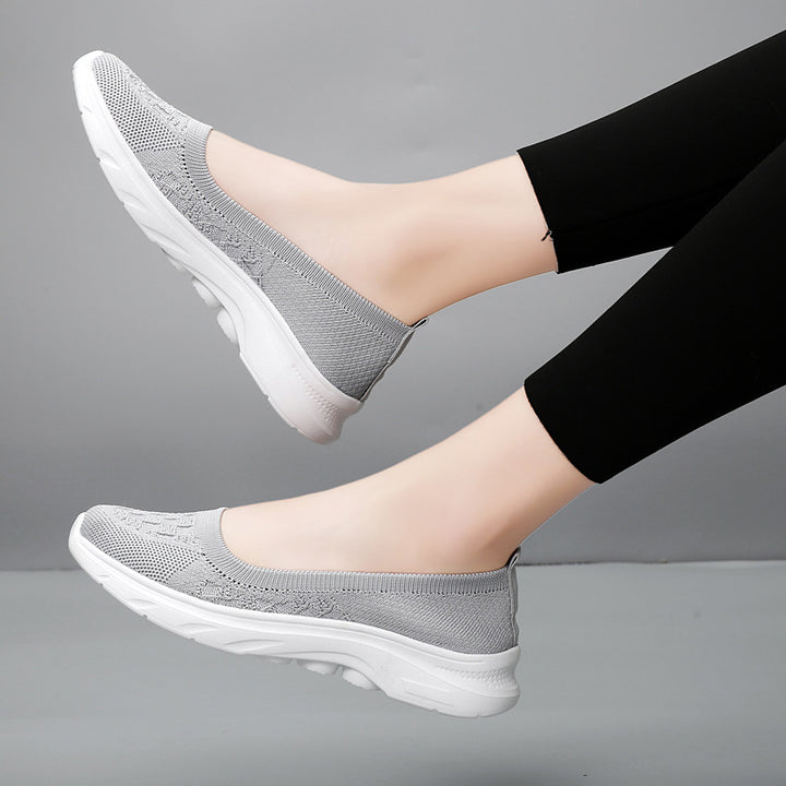 Dame nan Hybrid-Ballerina-Sneaker med sømløst strikket overmateriale, ergonomisk komfortfodbed og skridsikre såler Skovae