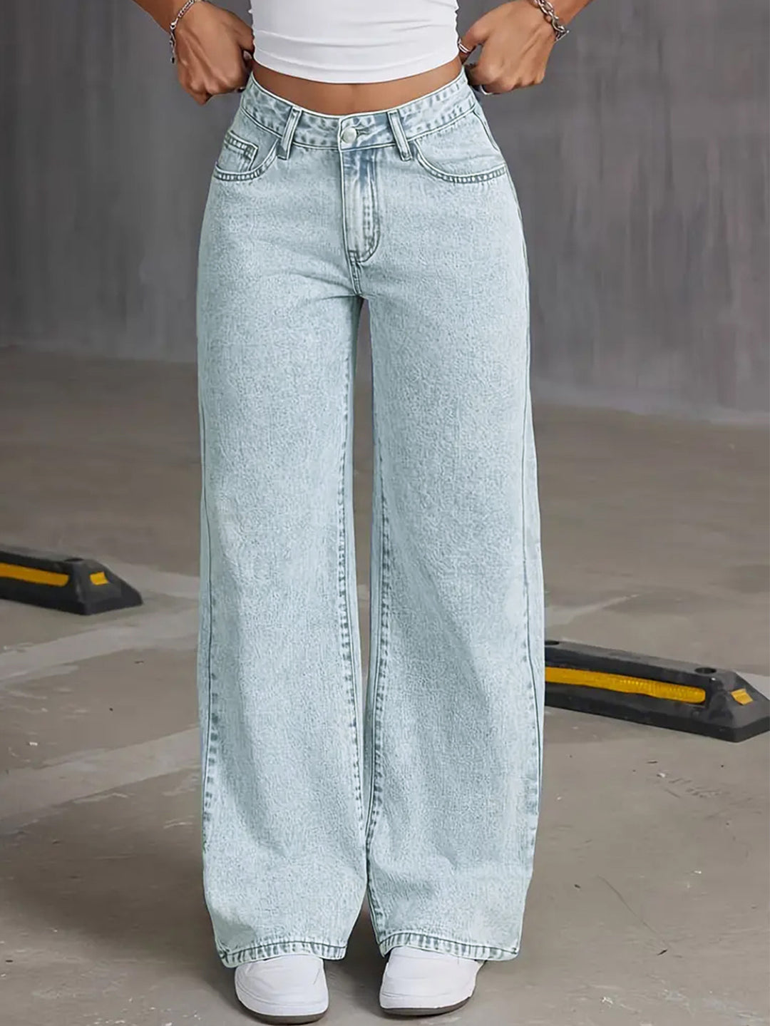 Dame Højtaljede Bredbenede Denim Jeans Stilla