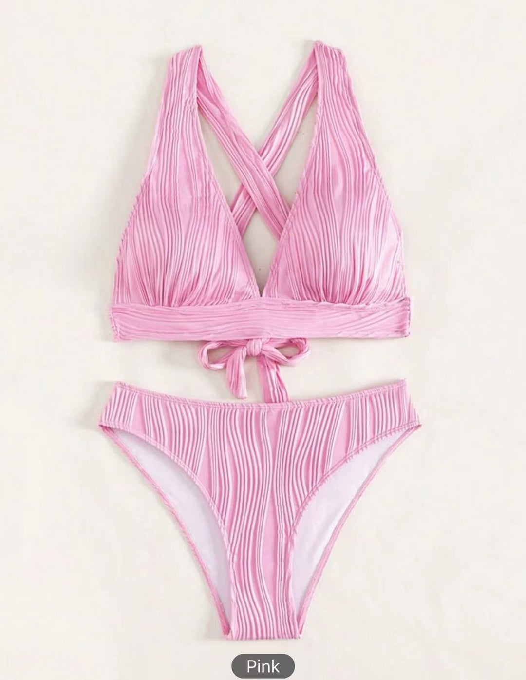 Dame bikini-sæt med moderne indpakningsdesign og smagfulde ribbede detaljer Skovae