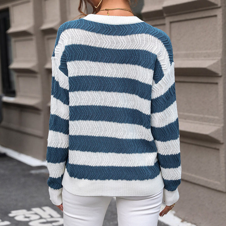 Femme Struktureret Stribet Strikpullover Stilla