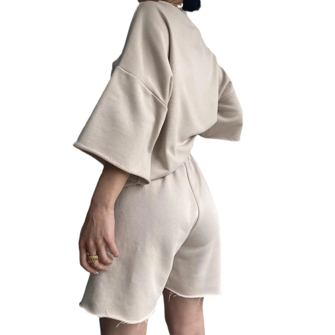 Kvinders casual sæt med kortærmet top og shorts Skovae
