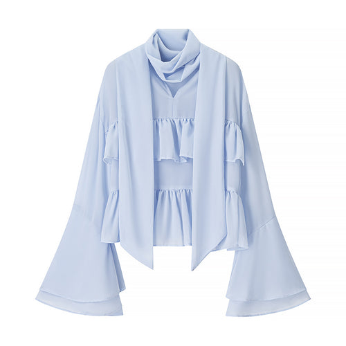 Dame elegant let bluse med flæseelementer Stilla